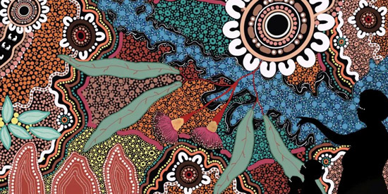 An image of a colourful artwork from a local Maroochydore First Nations artist.